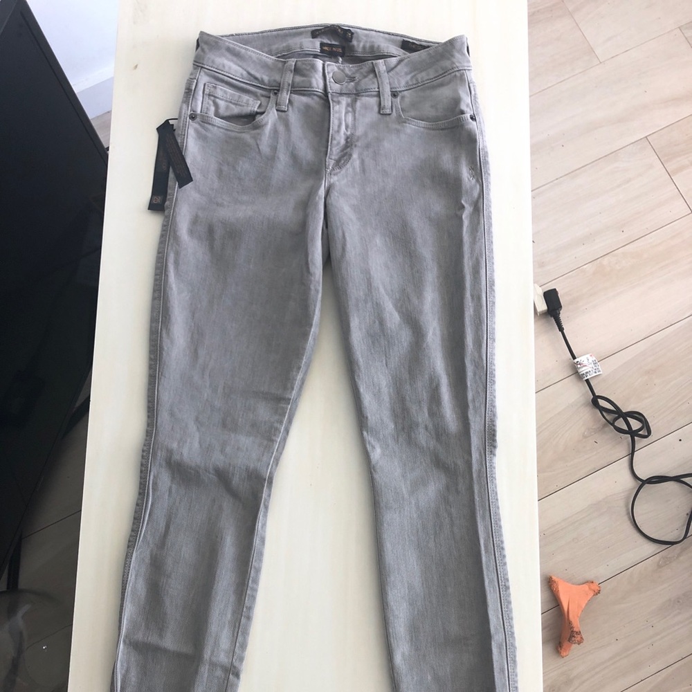 Genetic denim gray cropped cigarette jeans